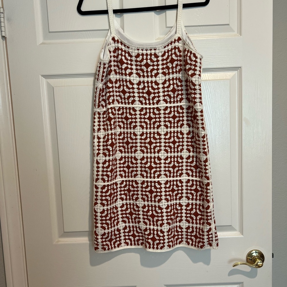 T.J.Maxx Burnt Orange/Rust and White Crochet Mini Dress - Picture 2 of 3